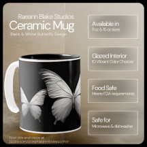 Svart & Vit Fjärilsdesign Mugg