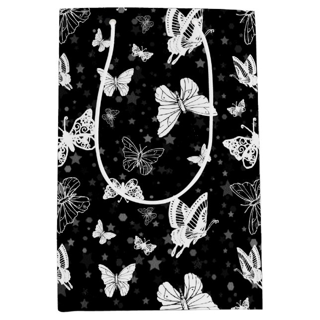 Svart Vit Fjärilsillustration Mönsterdesign (Framsidan)
