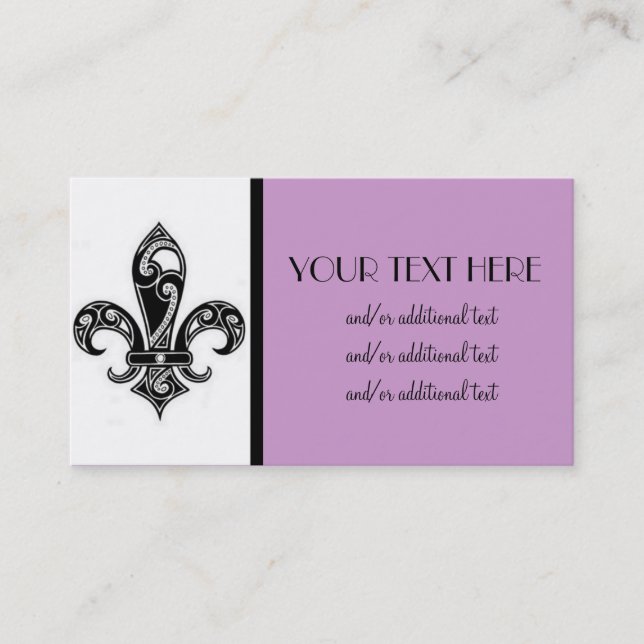 Svart & Vit Fleur De Lis Visitkort (Framsida)