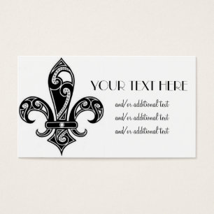 Svart & Vit Fleur De Lis Visitkort