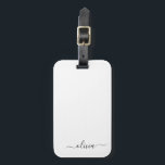 Svart Vit Flickaktig Skript Monogram Namn Modern Bagagebricka<br><div class="desc">Silver och Vit Monogram Lägg Till Ditt Eget Namn Skript Signatur Kudde. Bagagetagg gör den perfekta söta 16-årsdag,  bröllop,  bröllopsdusch,  baby shower eller möhippa present för någon som älskar en chic elegant och modern stil.</div>