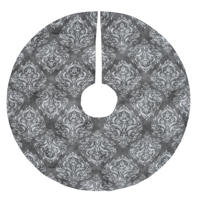 Svart & Vit Flourish - Julgran duk Julgransmatta Borstad Polyester (Framsidan)