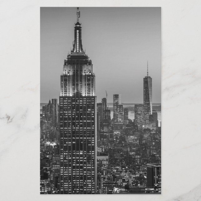 Svart & vit flygbild av New York City natt Brevpapper (Framsida)