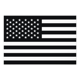 Svart vit för amerikanska flaggan fototryck