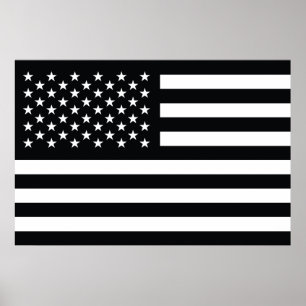 Svart vit för amerikanska flaggan poster