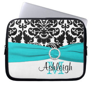 Svart vit för Aqua med FAUXbandlaptop sleeve