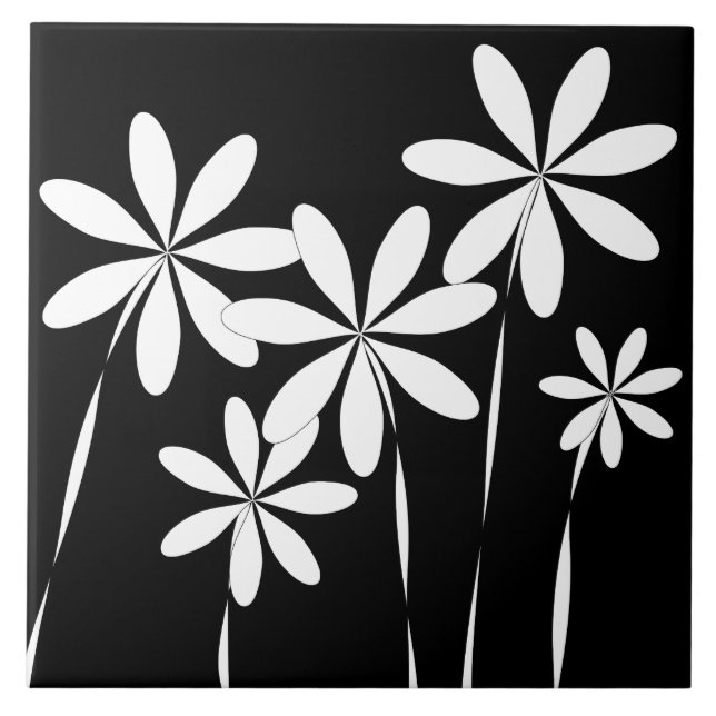Svart & vit för blomma Bliss2 Kakelplatta (Framsidan)