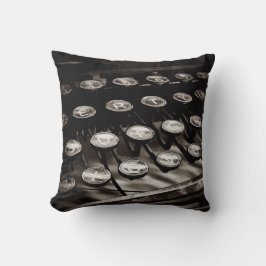 Svart vit för gammala antika skrivmaskinsnycklar kudde