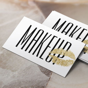 Svart & vit för guld- läppar för Makeupkonstnä Visitkort