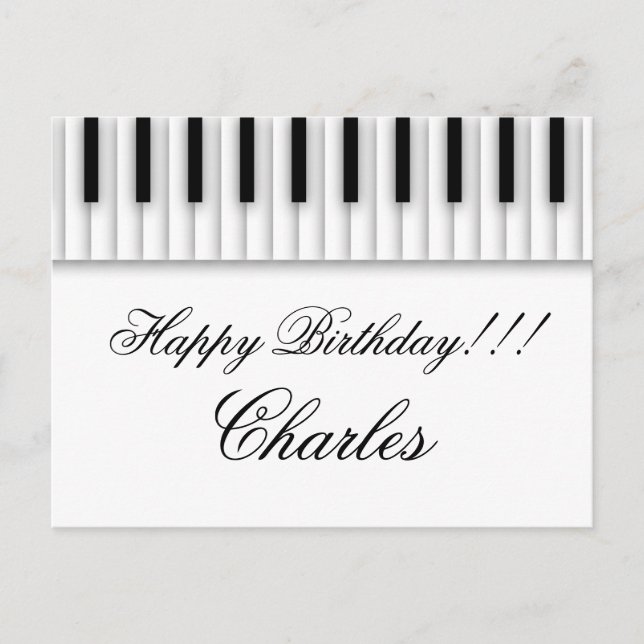 Svart vit för musikpianonycklar vykort (Framsida)