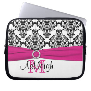 Svart vit för rosor med FAUXbandlaptop sleeve