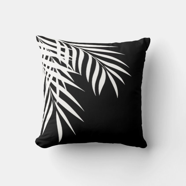 Svart & vit för strandpalmträdSilhouette | Kudde (Framsida)