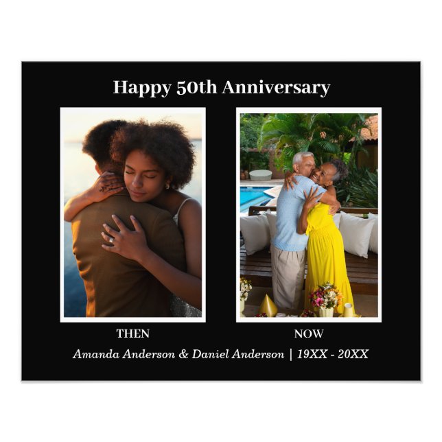 Svart-vit fotokollage årsdag fototryck (Framsidan)