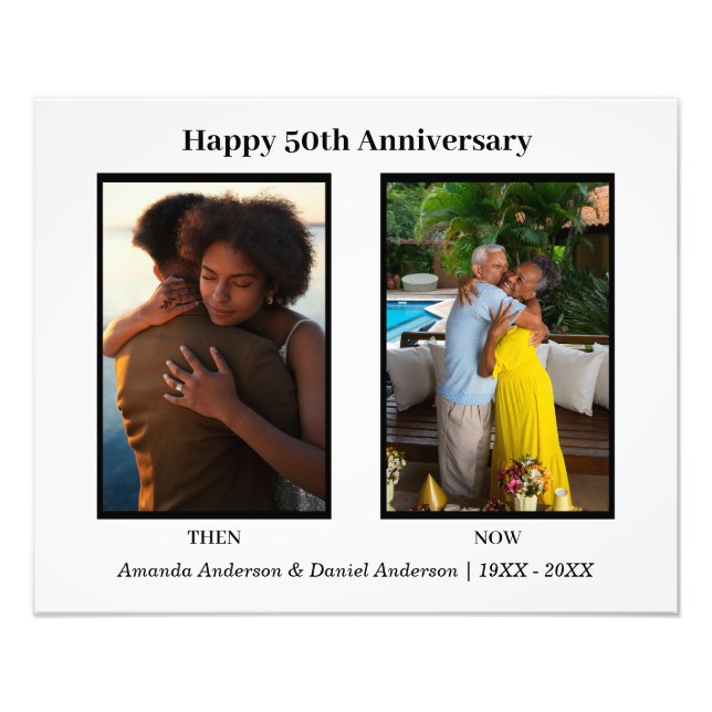 Svart-vit fotokollage årsdag fototryck (Framsidan)