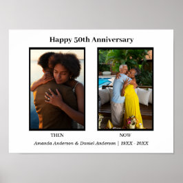 Svart-vit fotokollage årsdag poster