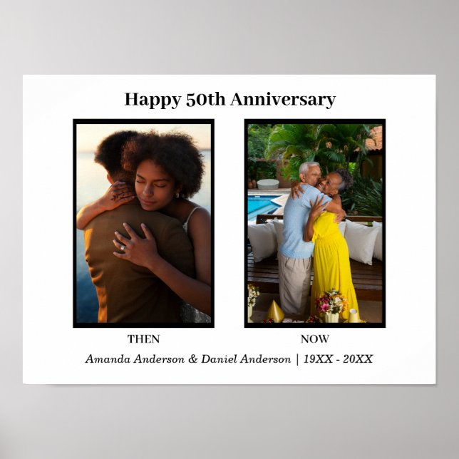 Svart-vit fotokollage årsdag poster (Framsidan)