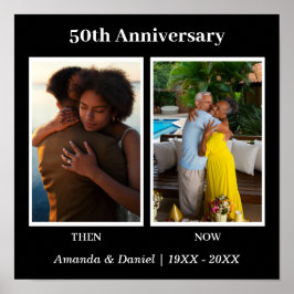 Svart-vit fotokollage årsdag poster