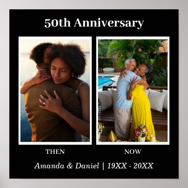 Svart-vit fotokollage årsdag poster (Framsidan)