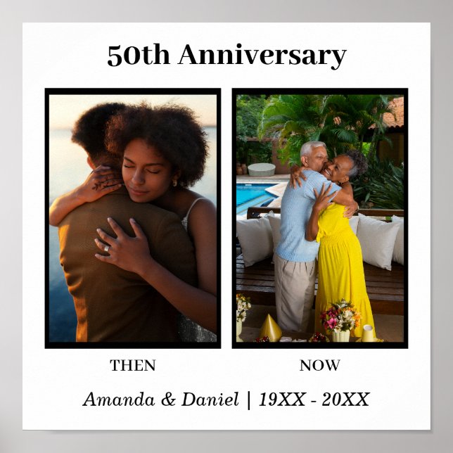 Svart-vit fotokollage för årsdag poster (Framsidan)