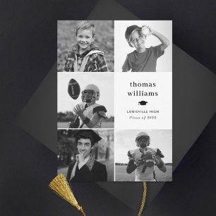 Svart-vit fotokollage för examen meddelande