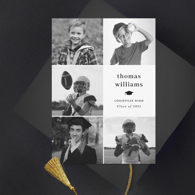 Svart-vit fotokollage för examen meddelande (Skapare uppladdad)