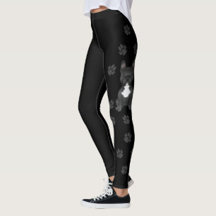 Svart & Vit Fransk Bulldog / Fransk Bulldogg Hund Leggings