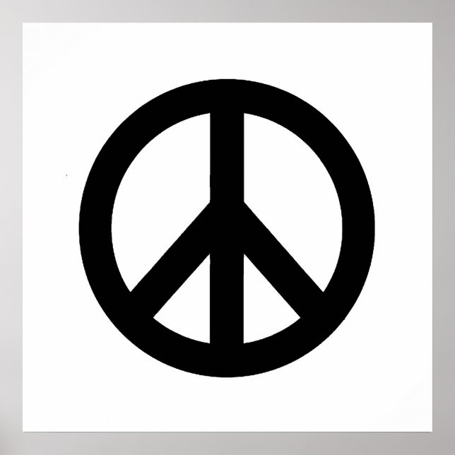 Svart vit Fredstecken Symbol Poster (Framsidan)