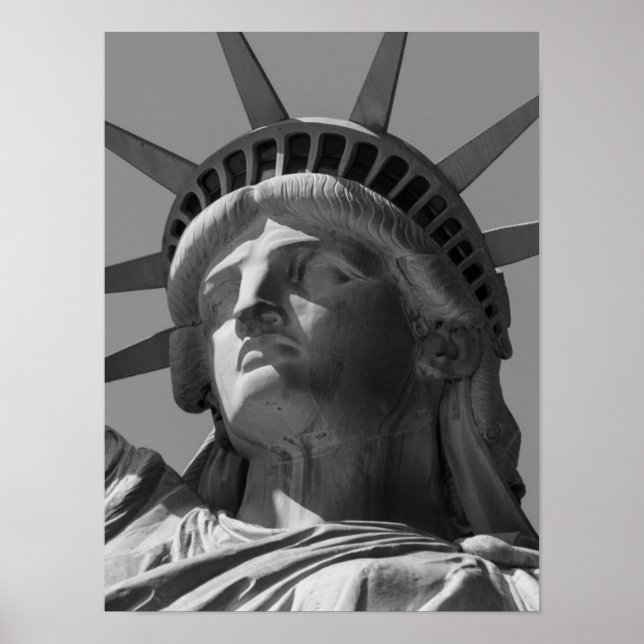 Svart vit Frihetsgudinnan stäng foto Poster (Framsidan)