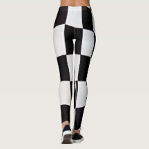 Svart-vit fyrkantig mönsterleggings – Klassisk