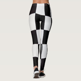 Svart-vit fyrkantig mönsterleggings – Klassisk Leggings