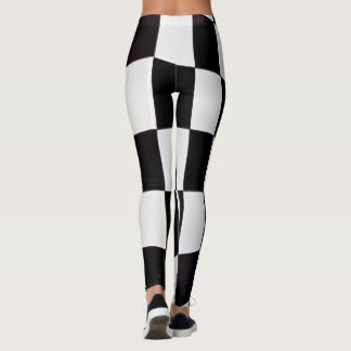 Svart-vit fyrkantig mönsterleggings – Klassisk Leggings