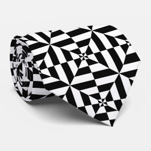 svart-vit fyrkantig randig geometrisk mönster slips