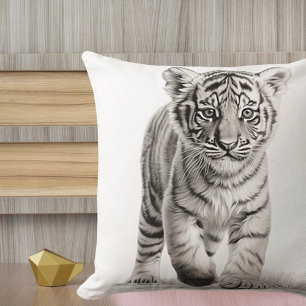 Svart & Vit fyrkantig tigersköld kudde