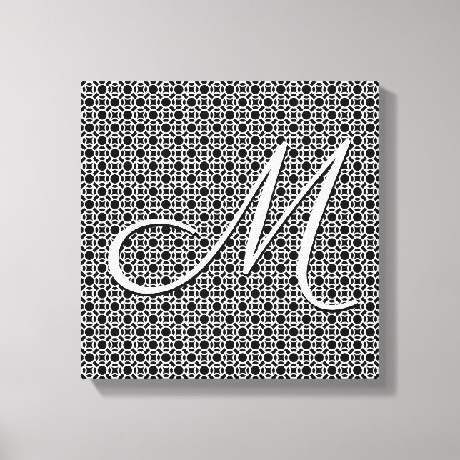 Svart & vit geometrisk initial monogram canvastryck (Framsida)