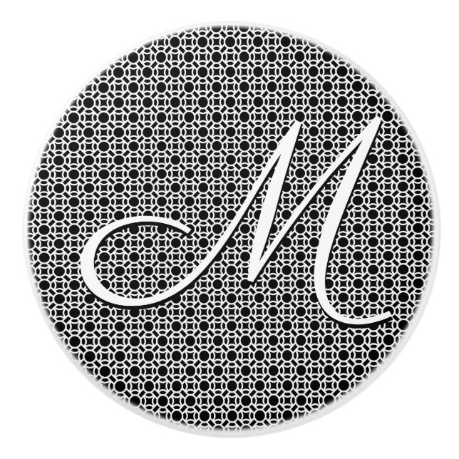 Svart & vit geometrisk initialmonogram knopp (Framsidan)