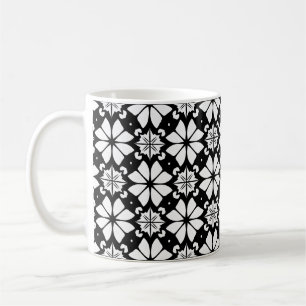 ☕ Svart Vit Geometrisk Modern Present ⚫⚪ Kaffemugg