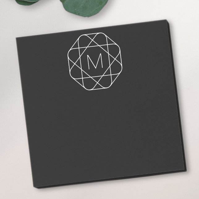 Svart & vit geometrisk monogram post-it block (Skapare uppladdad)