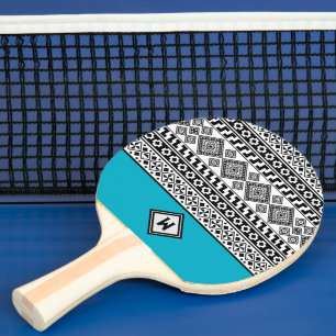 Svart Vit Geometrisk Polynesisk Stam-mönster Pingisracket