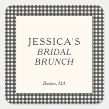 Svart Vit Gingham Bröllopsbrunch Shower Anpassad