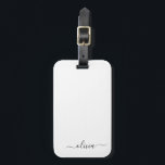 Svart Vit Girly Script Monogram Namn Modern Bagagebricka<br><div class="desc">Silver och Vit Monogram Lägg Till Ditt Eget Namn Script Signatur Kudde. Bagagetagg gör den perfekta söta 16-års födelsedag,  bröllop,  bröllopsdusch,  baby shower eller möhippa present för någon som älskar en chic elegant och modern stil.</div>