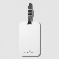 Svart Vit Girly Script Monogram Namn Modern