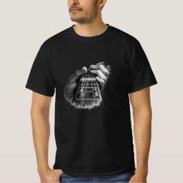 Svart Vit Gitarr Greppbräda Grafisk T-Shirt Design