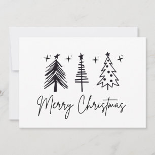 Svart Vit Glad Jul Gran Högtidskort Julkort
