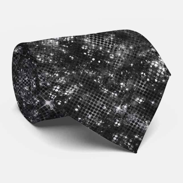 Svart Vit Glitter Blank Shine Glam Disco Slips (Rullad)
