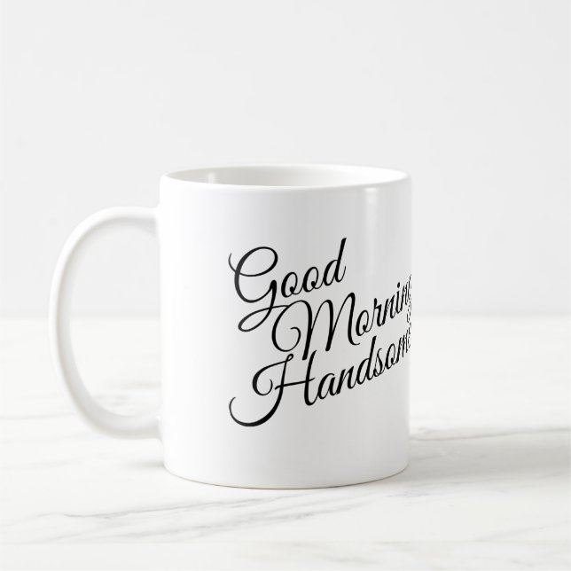 Svart & Vit God Morgon Stilig Mugg (Vänster)
