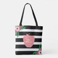 Svart + Vit görar randig den blom- Apple lärare