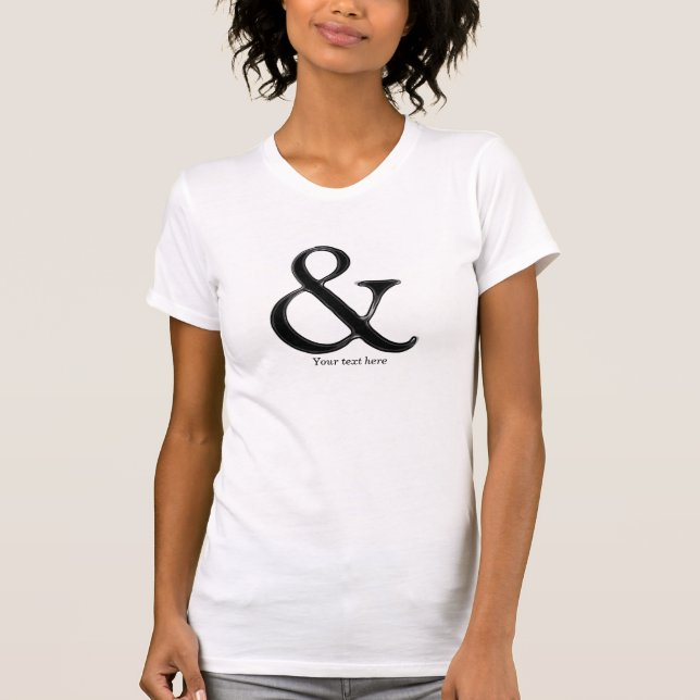 Svart Vit Grå Et-tecken Modern Personlig Tee Shirt (Framsida)