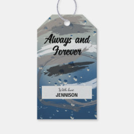 Svart, Vit & Grå Penskift Always and Forever Presentetikett