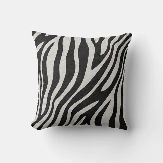 Svart Vit Grå Zebra Kudde (Framsida)