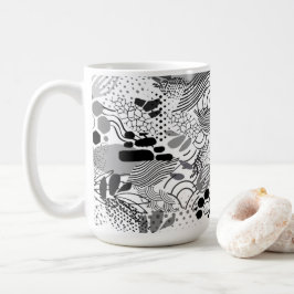 svart, vit, gradient abstrakt design mugg